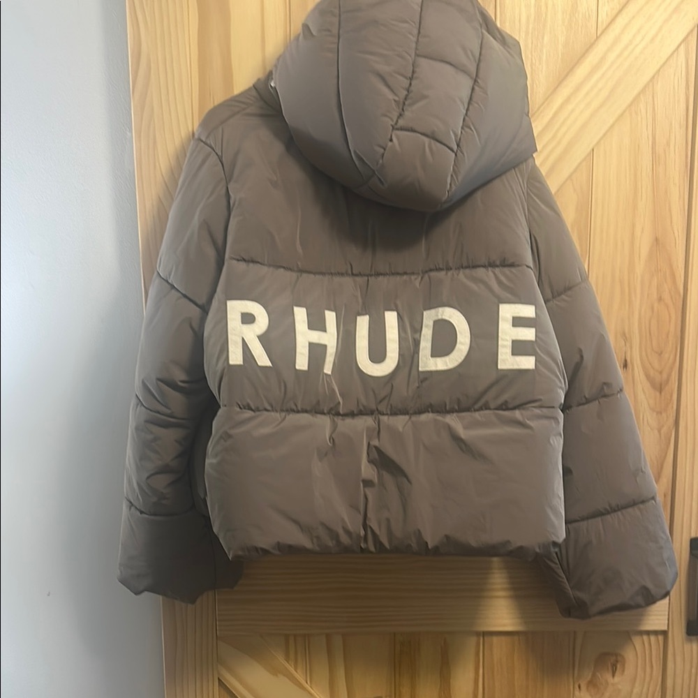 Rhude Taupe Puffer Jacket with Hood - Picture 2 of 4